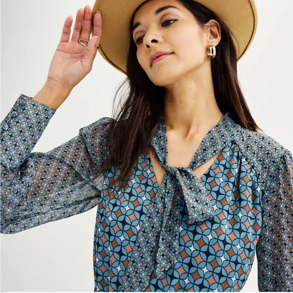 Nine West Blue and Brown Midi Dress - Picture 3 of 10